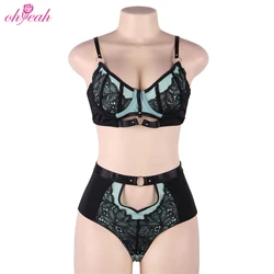 Новый дизайн, сексуальное нижнее белье для полных девушек со стразами, два цвета, кружевное, роскошное, для зрелых женщин, сексуальный комплект с бюстгальтером большого размера
