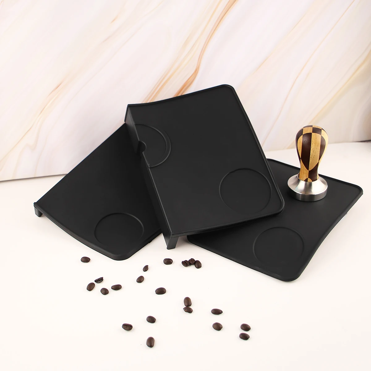 High Quality Espresso Coffee Tamper Mat Slip-Resistant Pad Tool Silicon Rubber Corner Mat(no Coffee Stamper)