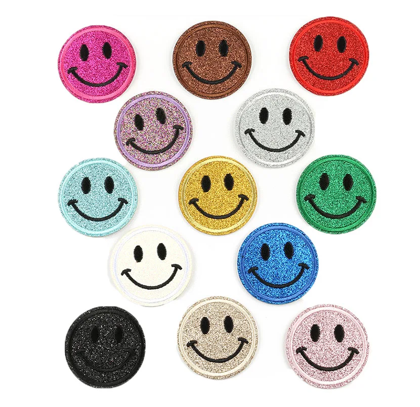 2021 Cute Smiley Face Embroidery Clothing Accessories Clothes Stickers Adhesive Iron On Patches For Dress