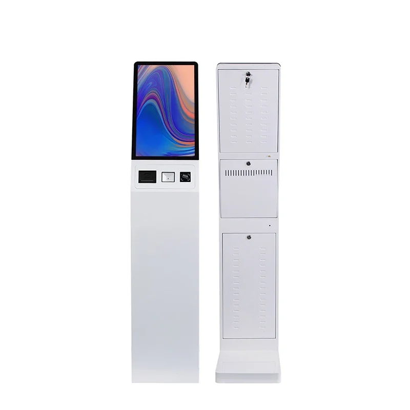15.6' 18.5' 23.6' Floor standing capacitive touch screen with QR scanner 58mm printer self payment order lcd kiosk