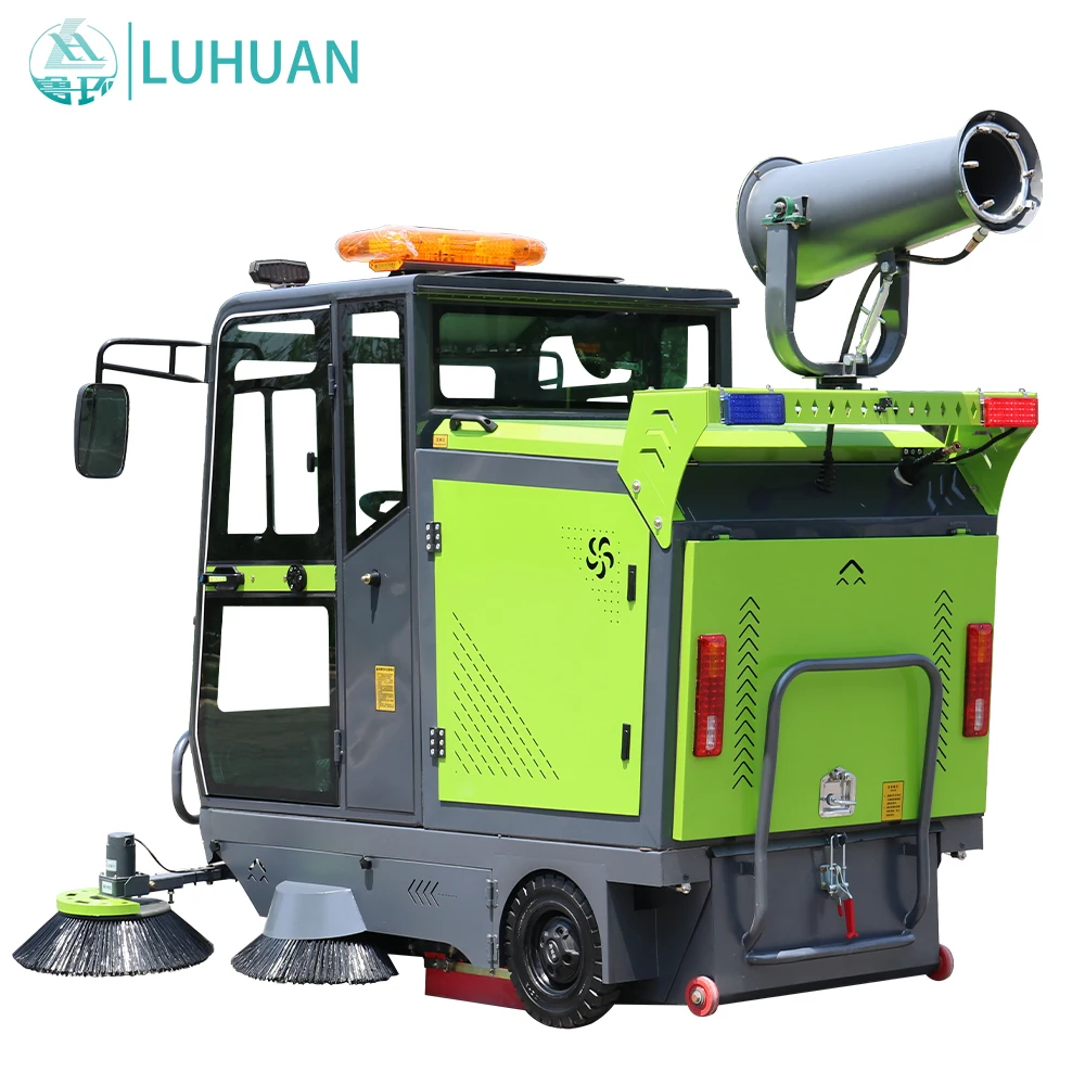 Full-Closed Electric Ride-On Road Floor Sweeper Four-Wheel Car Cleaning Machine Roller Brush High Efficiency
