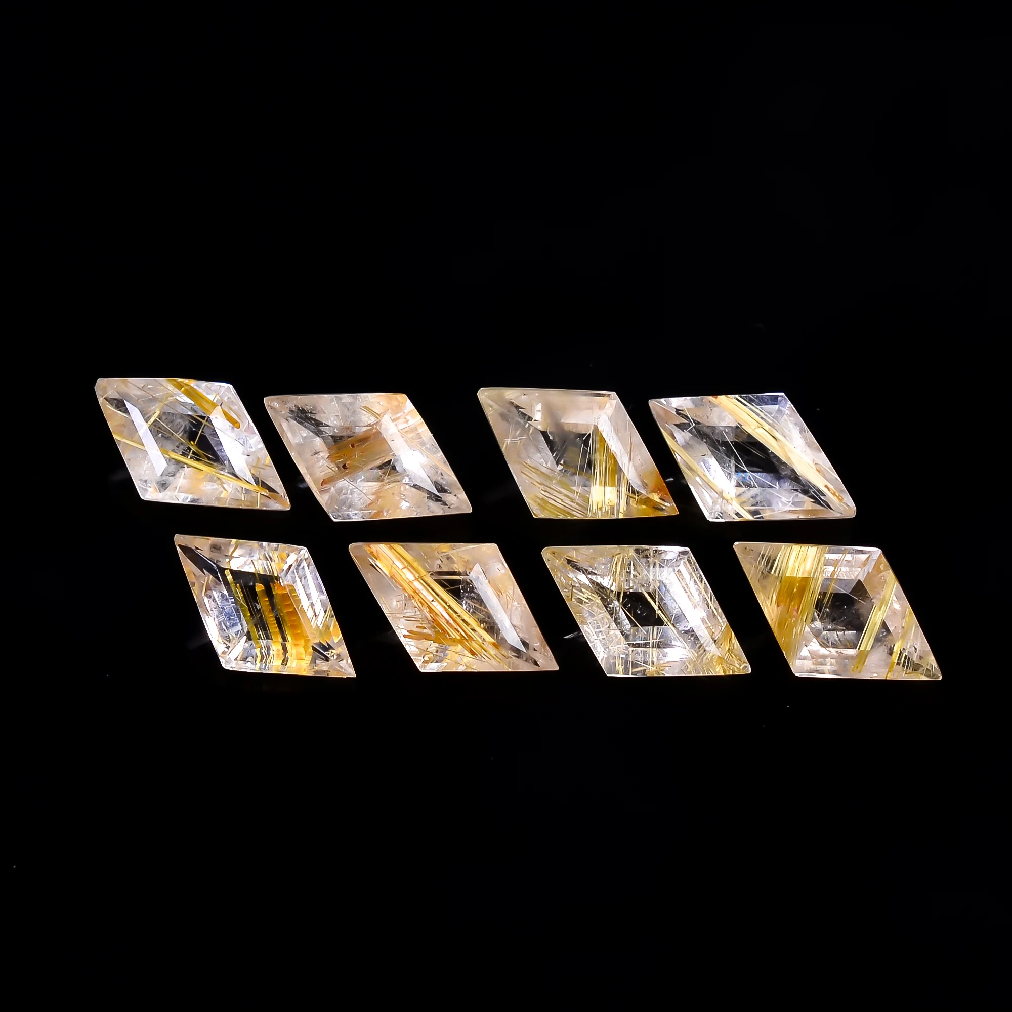 Natural Golden Rutile Quartz Gemstone Geometric Kite Shape Step Cut Gemstone For Jewelry Making