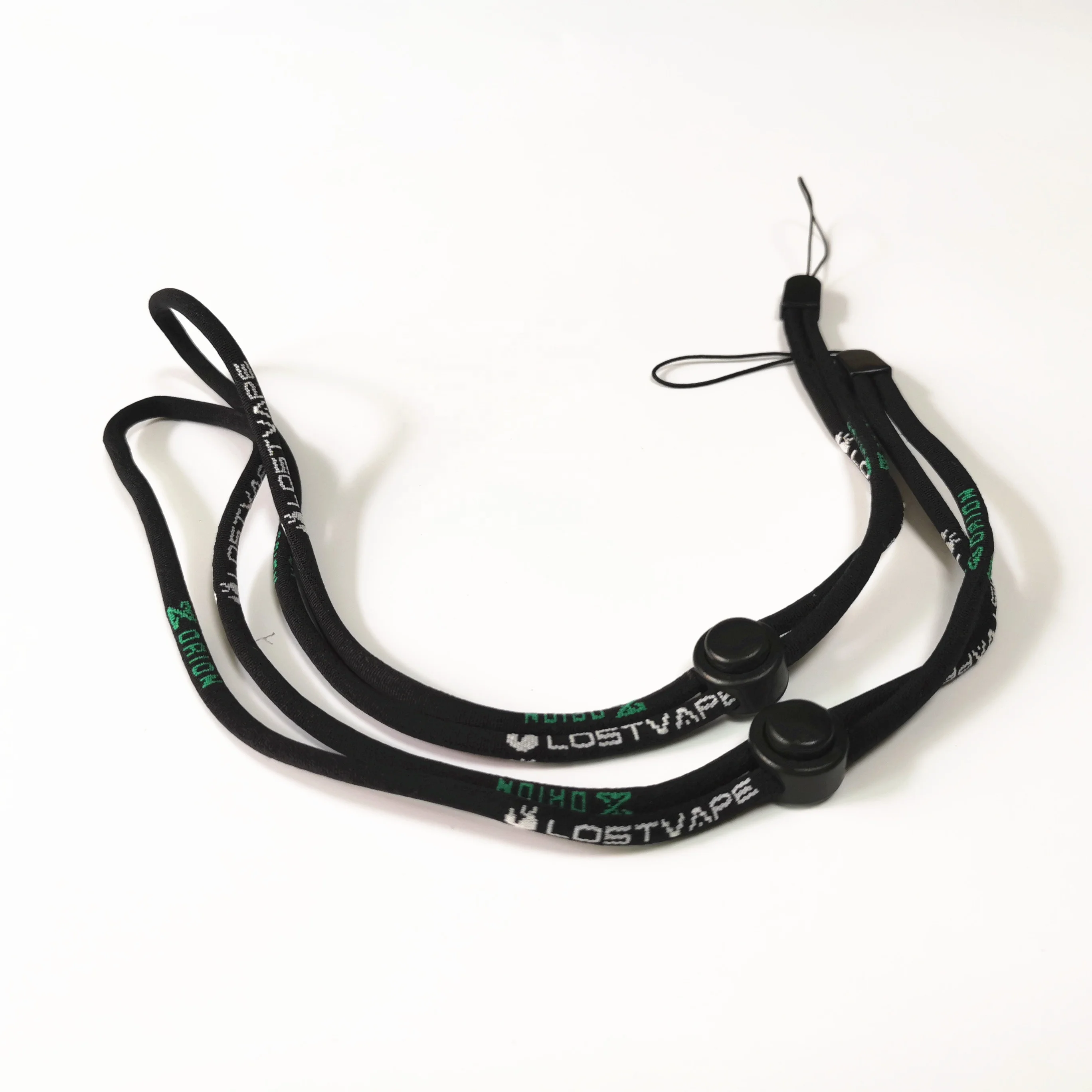 Custom jacquard round LOST vape lanyard with adjuster for e-cig vape