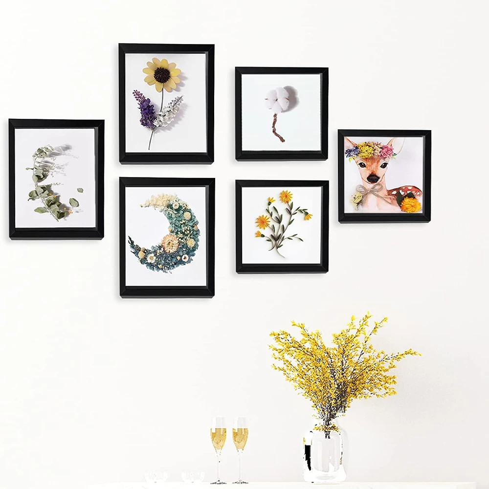 5x5 Small Shadow Box Frame Display Case Wall Mount Wooden Display Box with Plexiglass for Memorabilia Medal Crafts Tabletop