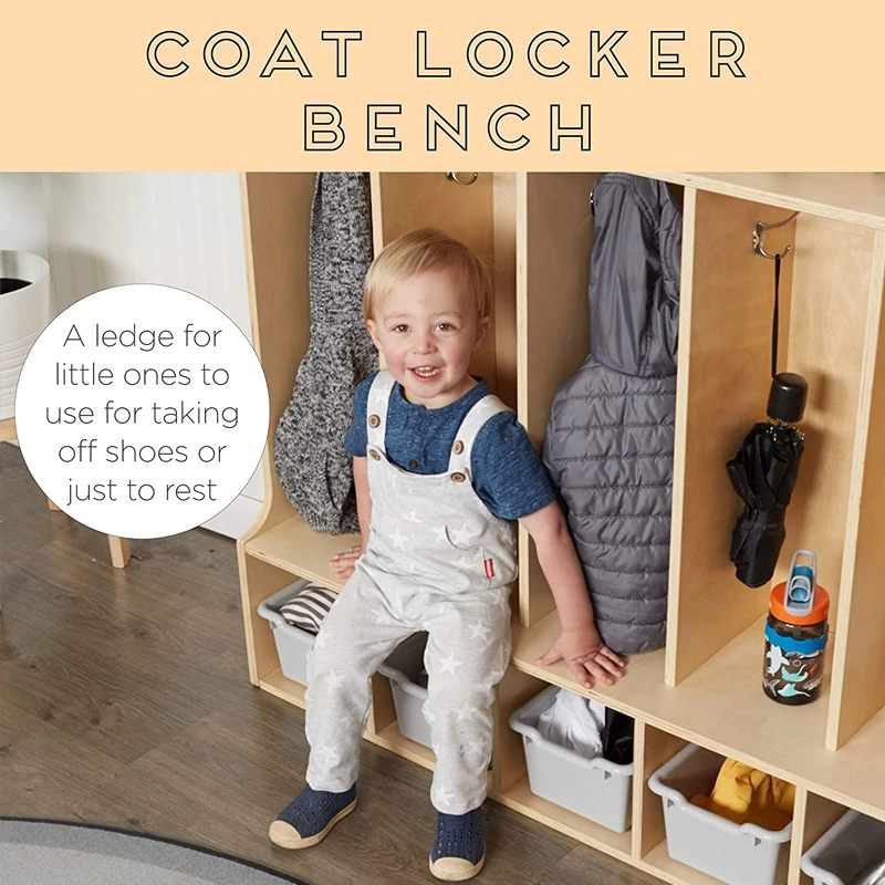 XIHA Kids Montessori Kindergarten Wooden Cubbies & Lockers For Cabinet Backpack Storage Toddler Clothes Shoes Storage Organizer