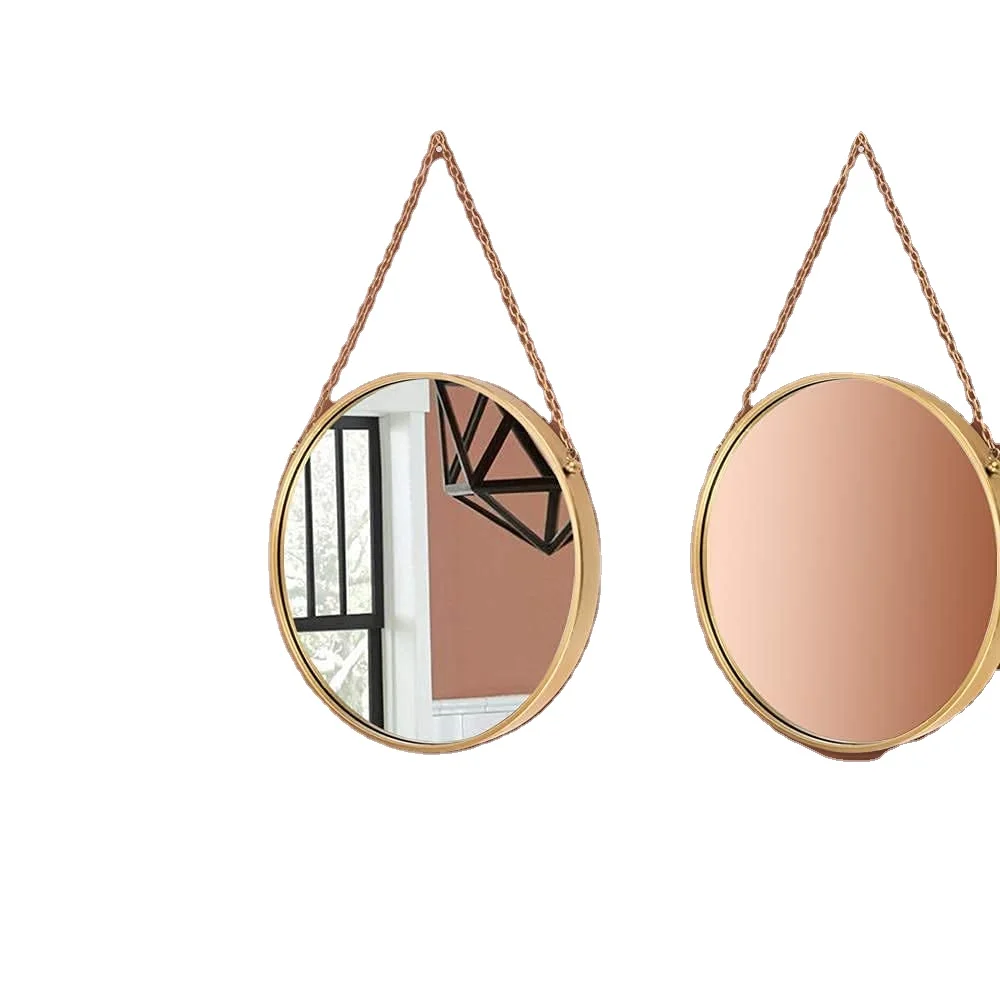 17.7 inch Gold Brass Round Decorative Wall Mounted Metal Mirror