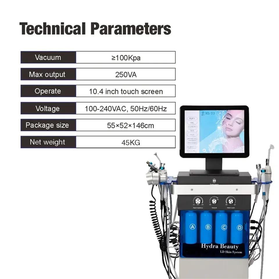 Latest Factory Price Oxygen 14 In 1 Peeling Hydro Facial Water Jet Machine Facial Hydrating Moistening Face Cleaning Machine