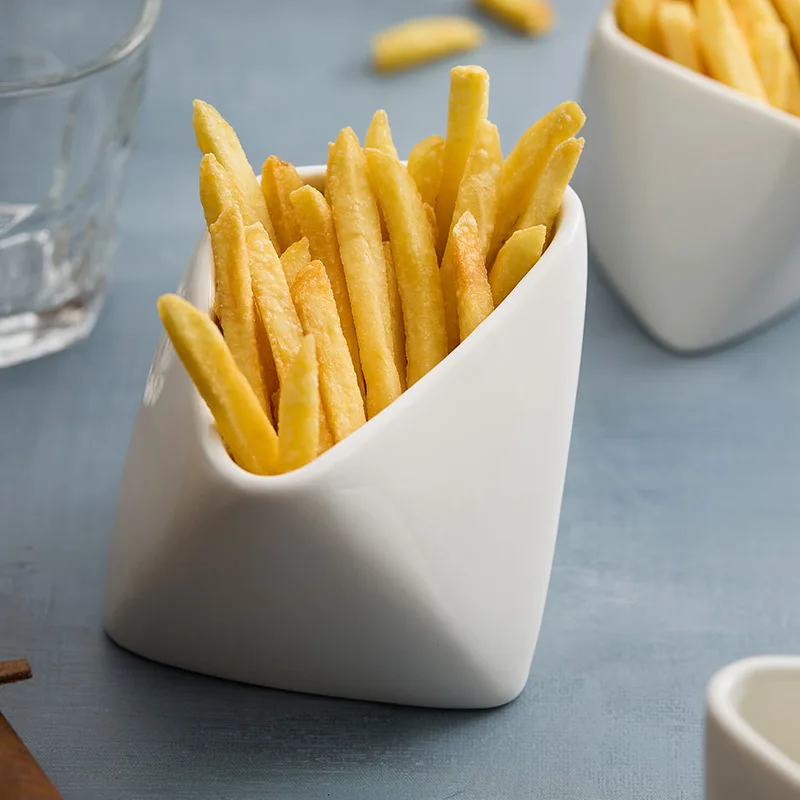 NEW Creative Ceramic Chip And Dip Bowl Fruit Soup Soy Sauce Dessert Snacks French Fries Food Serving Bowl Restaurant Tableware