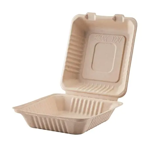 8 inch Sugarcane takeaway Lunch Boxes fast Food Container Biodegradable Packaging bagasse food container disposable