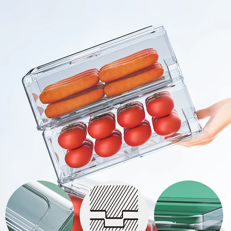 Plastic Kitchen Organizer Storage Bins with Handles for Pantry Cupboard Cabinet Fridge Freezer Shelves Counter