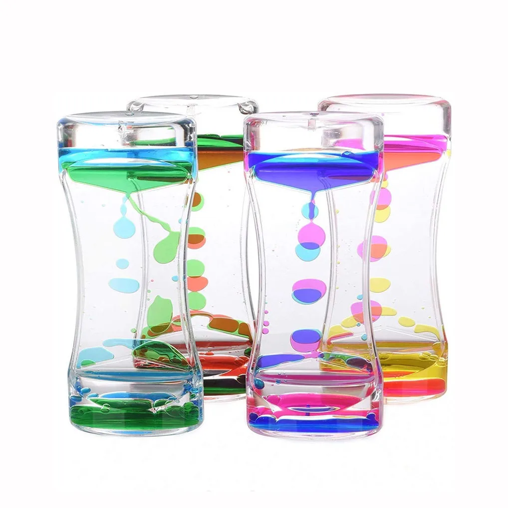 Wholesale Oil Glass Acrylic Hourglass Two-color Liquid Oil Leaking Decompression Crafts Creative Gift