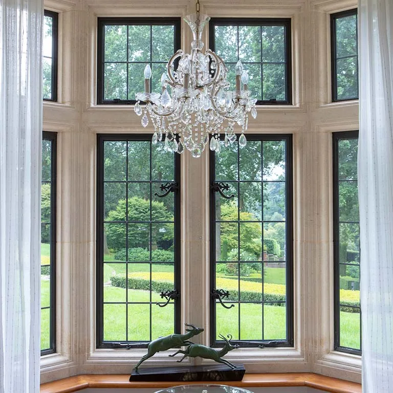 Double glazed iron arched window frame design French window frame