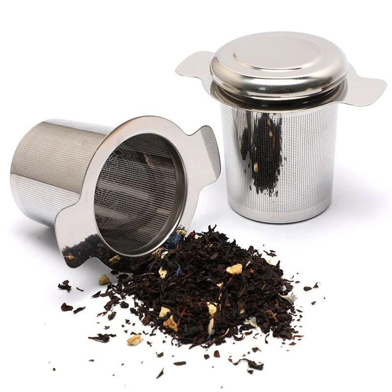 Wholesale amazon hotsale No Plastic 304 Loose Leaf  tea infuser strainers filters mesh  stainless steel with floding handle