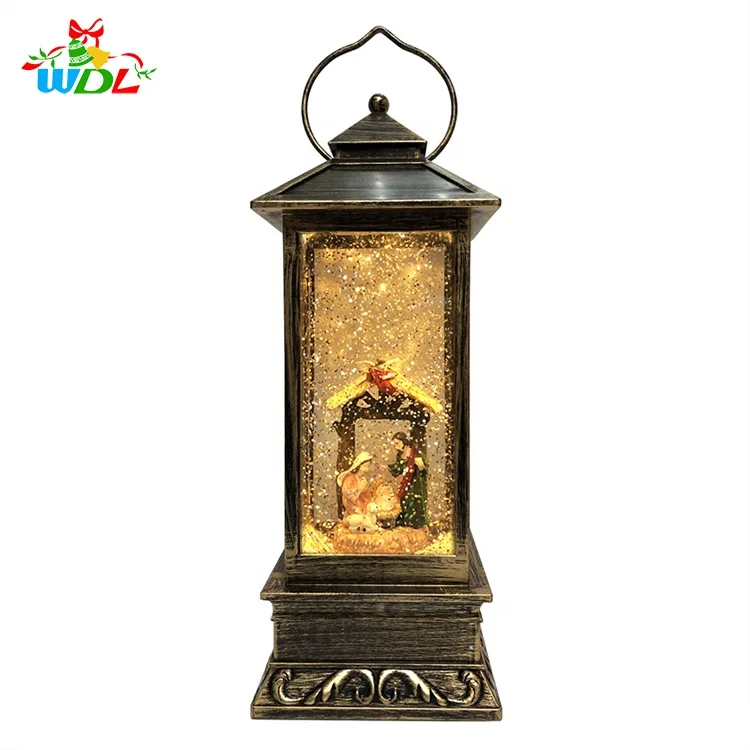 Nativity Scene 2022 The Holy Family Of acrylic Spininning Small battery led christmas lantern water snow