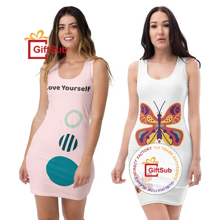 Summer Party Women Racerback Dress Sublimation Cut & Sew Dress Custom 100% Polyester Soft Touching Feel Ladies Long Tank Dress
