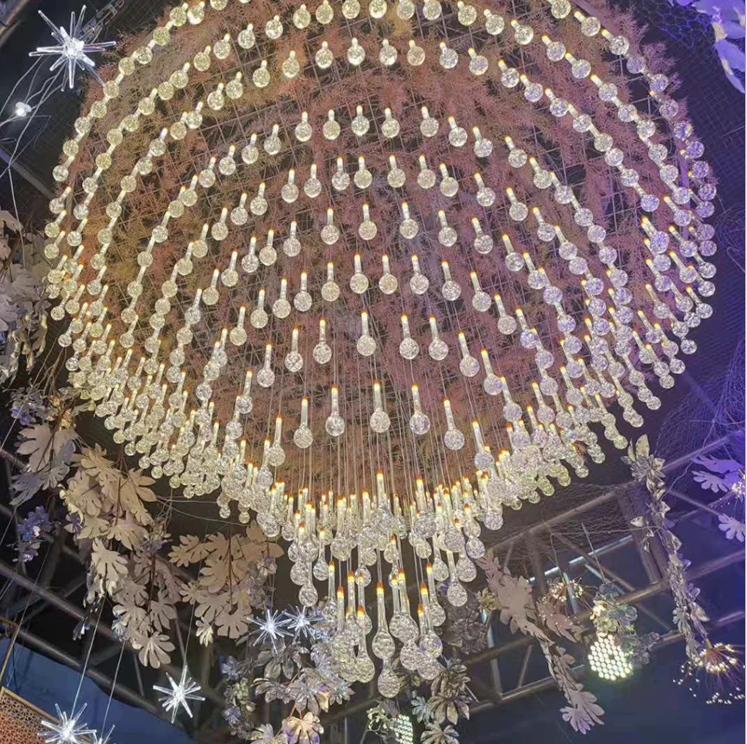 Large Gorgeous decorating led water drop ceiling decorative lighting for wedding decoration