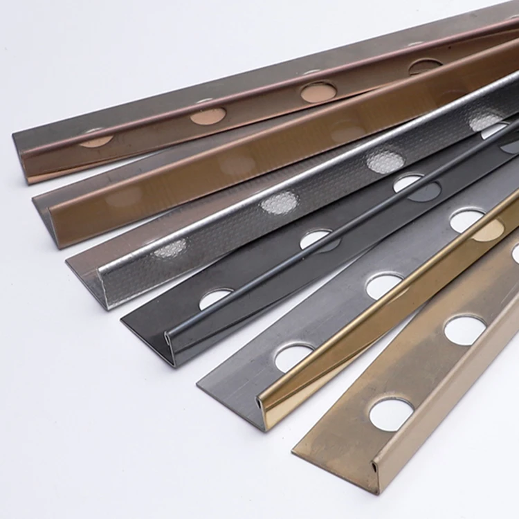 NiuYuan High Quality Gold Round Hole L Shaped Stainless Steel Tile Trimming Strip