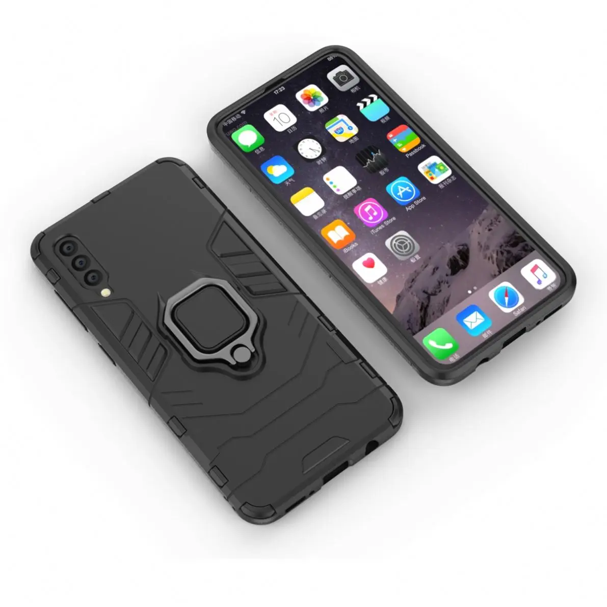 Shock Resistant 360 Metal Kickstand Magnetic Hybrid Armor Ring Holder Smartphone Back Cover Case For Samsung A50 Cover Magnet