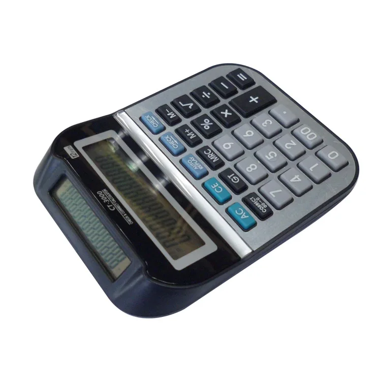 Wholesale Office Gifts Double LCD Screen Display 12 Digit Desktop Check Calculator
