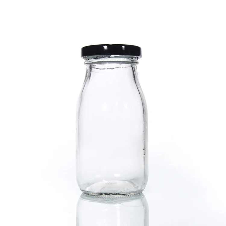 Factory  200ml 250ml 300ml 500ml Round Glass Bottle Baby Milk With Metal Lid For Fresh Cows Milk Yogurt Pudding