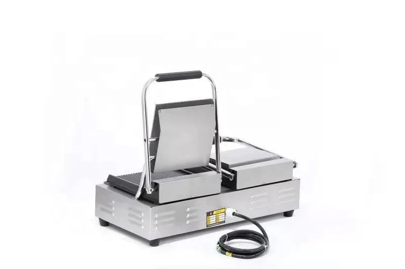 Electric Double Plate Stainless Steel Sandwich Maker Double Heads Commercial Contact BBQ Grills Panini Grill