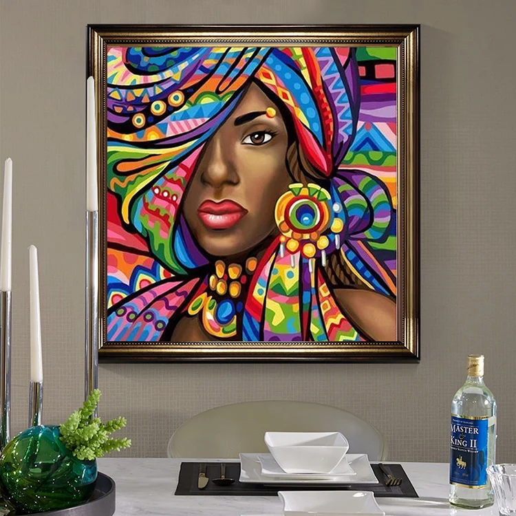 
African Art Wholesale Diamond Painting Full Square Or Round Paintings Pictures Canvas Woman 30 * 30CM 3D Wall Art For Home Decor 
