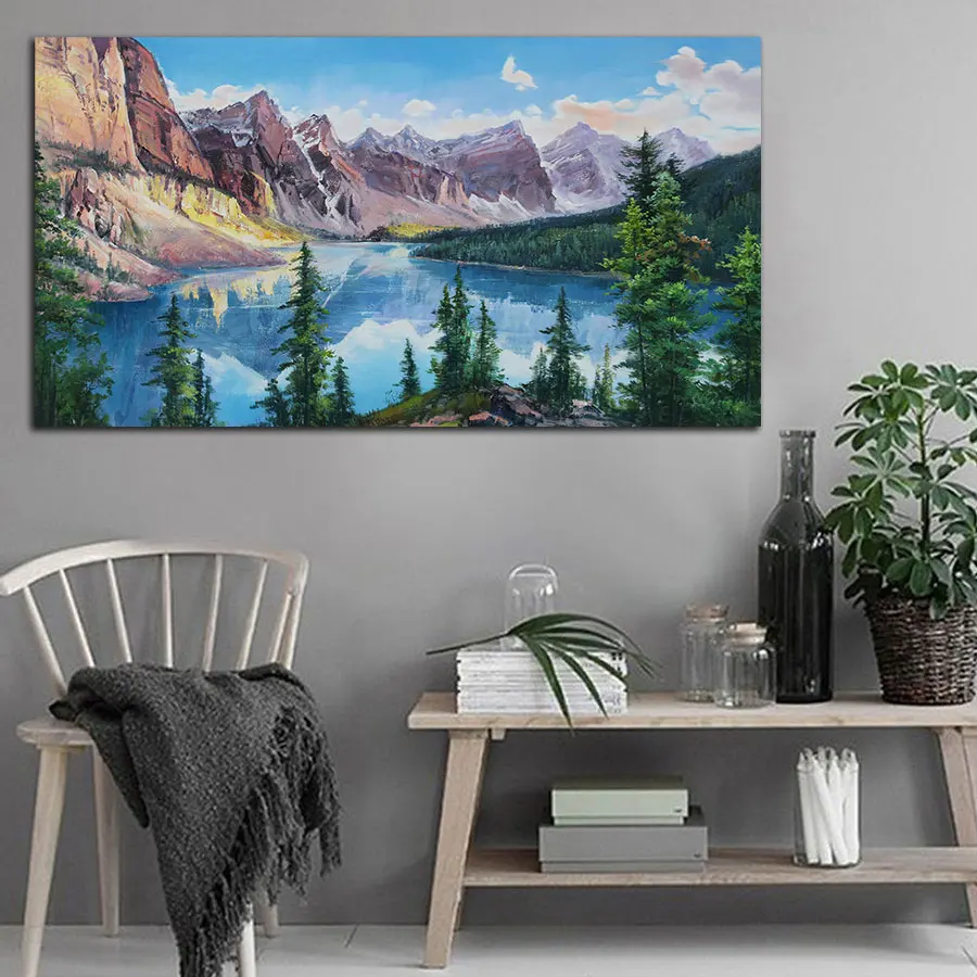Original Art Factory Wholesale Canvas Painting OEM&ODM Mountain Scene Landscape Scenery Oil Printed Hotel Room Wall Decor