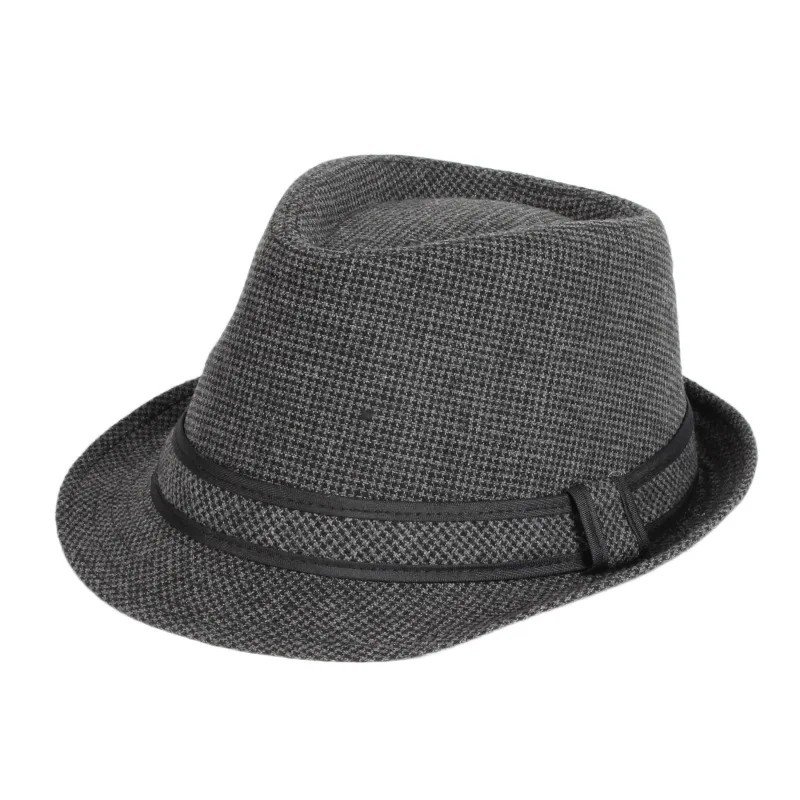 Wholesale Unisex Classic Spring Autumn Checked Black White Swallow Gird Panama Fedora Hats