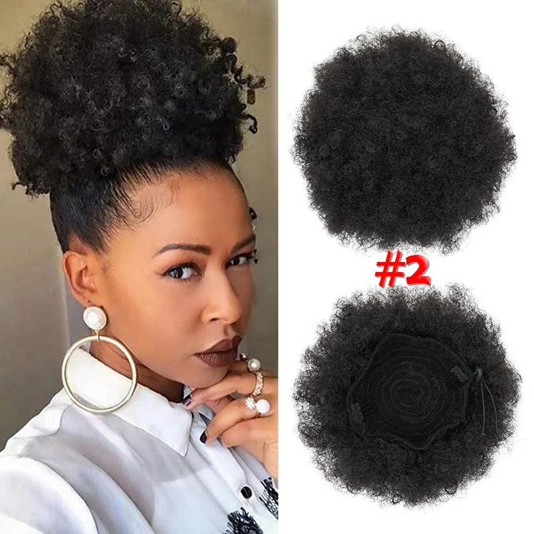 Шиньон для хвоста с высокой накладкой, шиньон для пучка волос, кудрявый шиньон для афро-кудрявых волос, синтетический шиньон с кулиской для хвоста