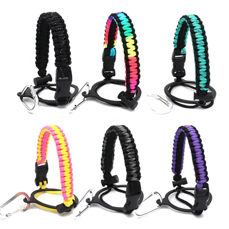 Customized colorful sport paracord weave handle for wide mouth water bottle holder