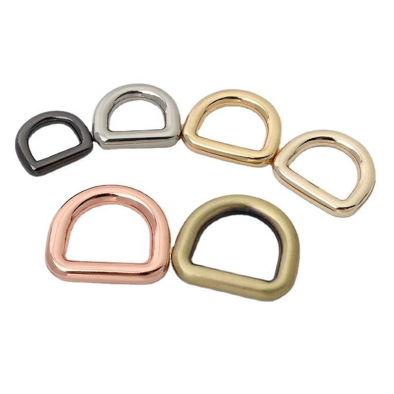 Nolvo World High Quality 9 10mm  13 15mm Rose Gold Metal Welded Round Metal D Ring Buckle Adjustment Buckle For Handbags