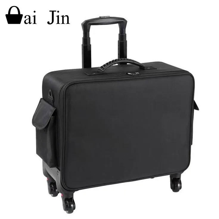 Cosmetic case Beauty professional storage toolbox large capacity out pull rod black cosmetic case
