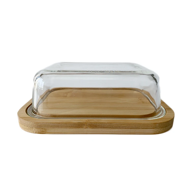 Modern bamboo luxury rectangular butter dish