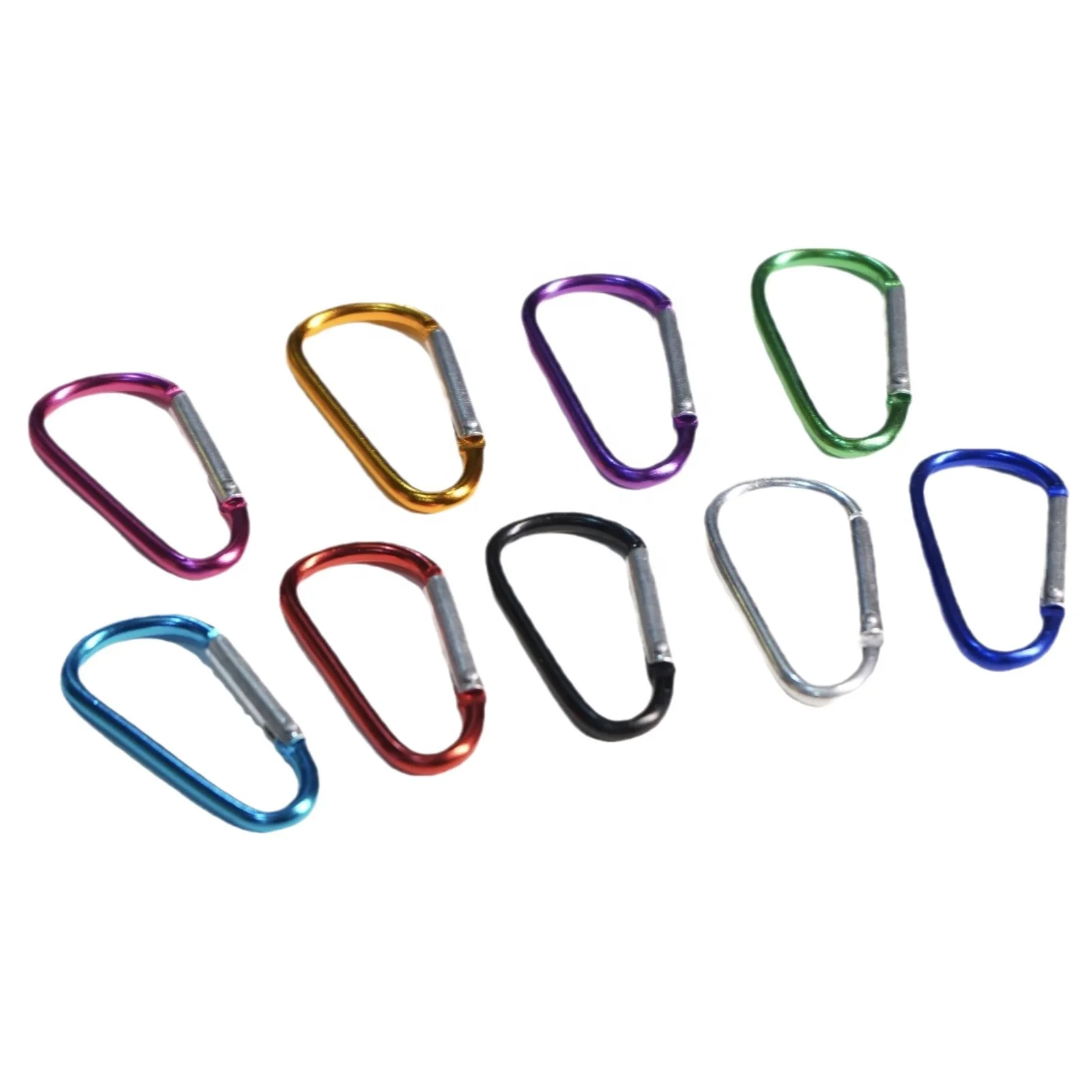 Colorful  #5 Aluminum Carabiner D Shape Buckle Pack Spring Snap Keychain Clip Hook