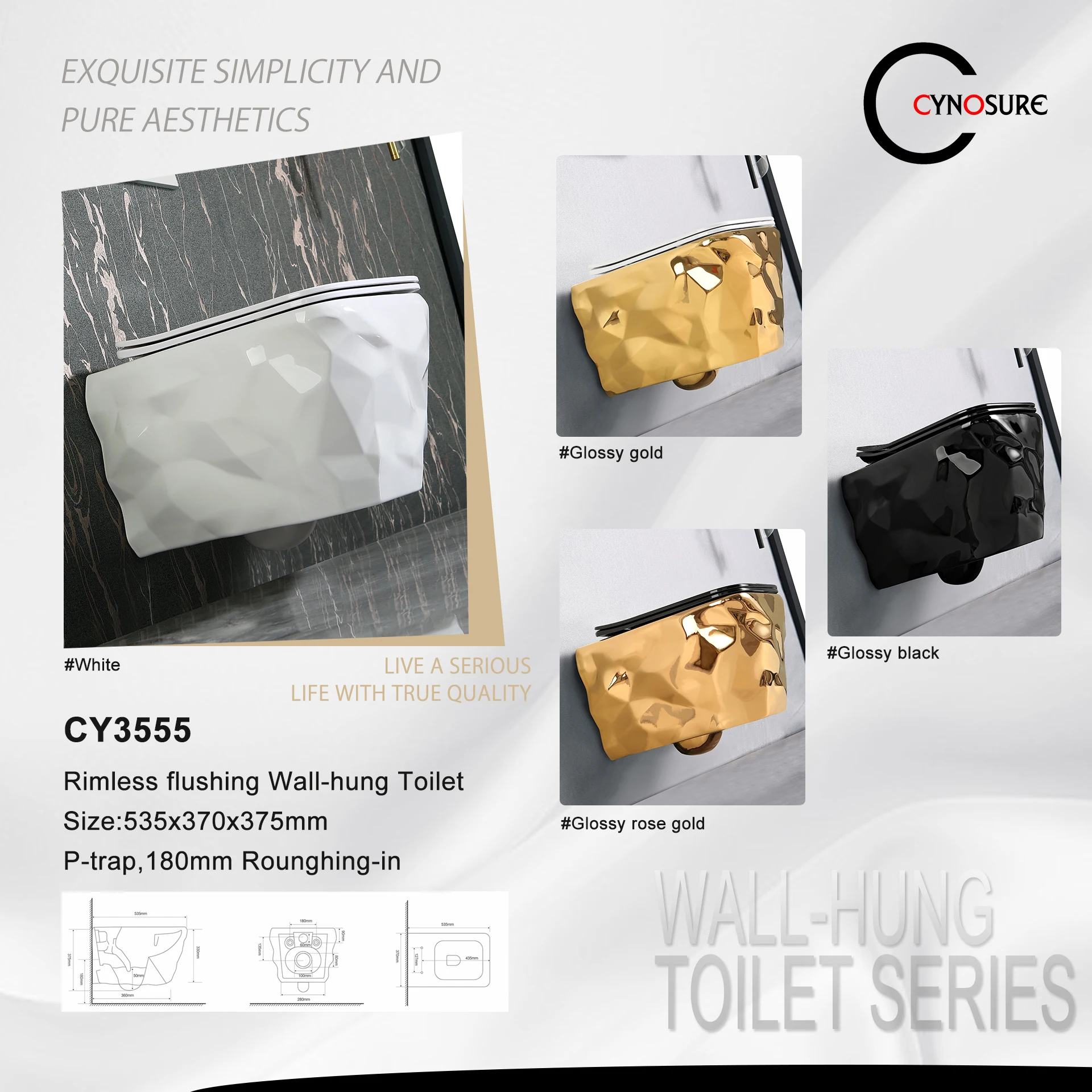 2024 new products Luxury western gold white Toilet Wall Hung Hang Suspended toilet wall mounted wc wall hanging toilet ceramic