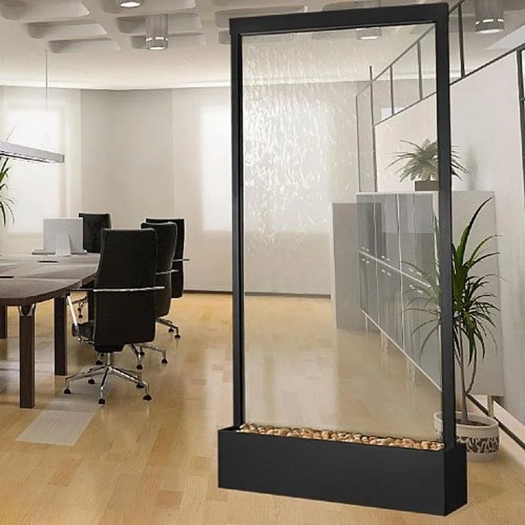 Indoor water fountain glass wall water fountain stainless steel waterfall fountain with LED lights