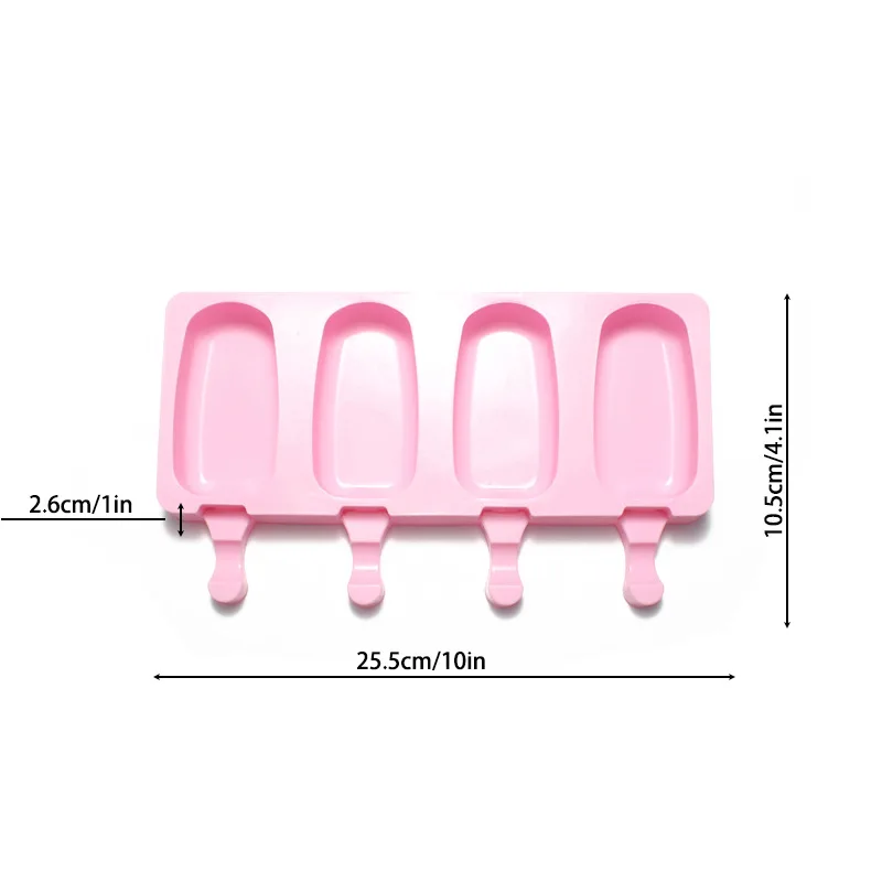 4-Cavity Ice Cream Mould Silicone Easy Cream Ice Chocolate Molds Cakesicle Mold Homemade Ice Cream
