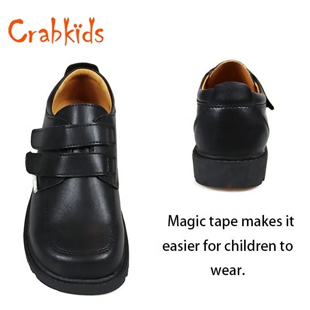 Crabkids High-Quality Durable Black Pure Leather Dress School Shoes for Boys