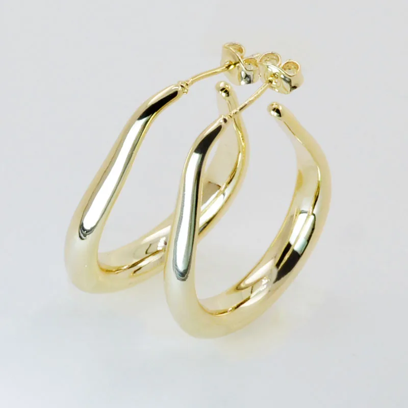 Simple Big Gold Earrings 18K Gold Plated Brass Earring Big For Women
