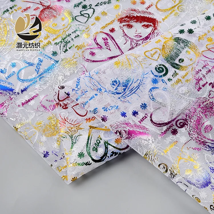 Китай, оптовая продажа, высокое качество, необычный дизайн, пользовательский принт, радужные цветные детские узоры, Тюлевая ткань