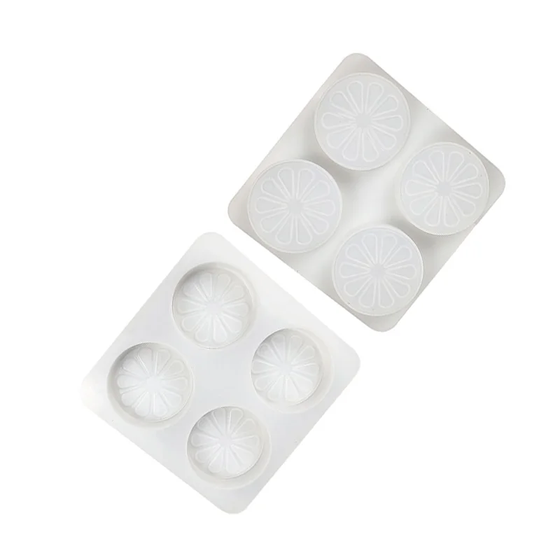 Diy 4 Even Orange Orange Silica Gel Mold Four Hole Lemon Soap Mold Silica Gel Cake Manual Soap Mold