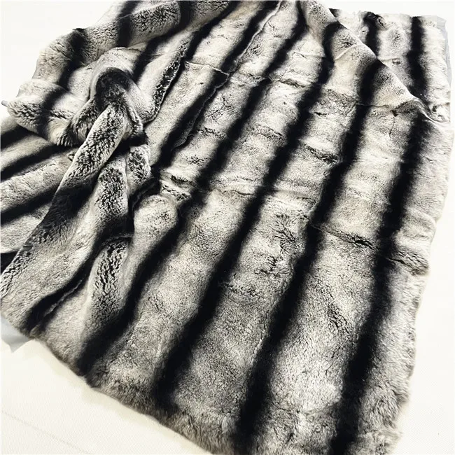 100% Rex Rabbit Fur Dyed Chinchilla natural Fur Coat lining