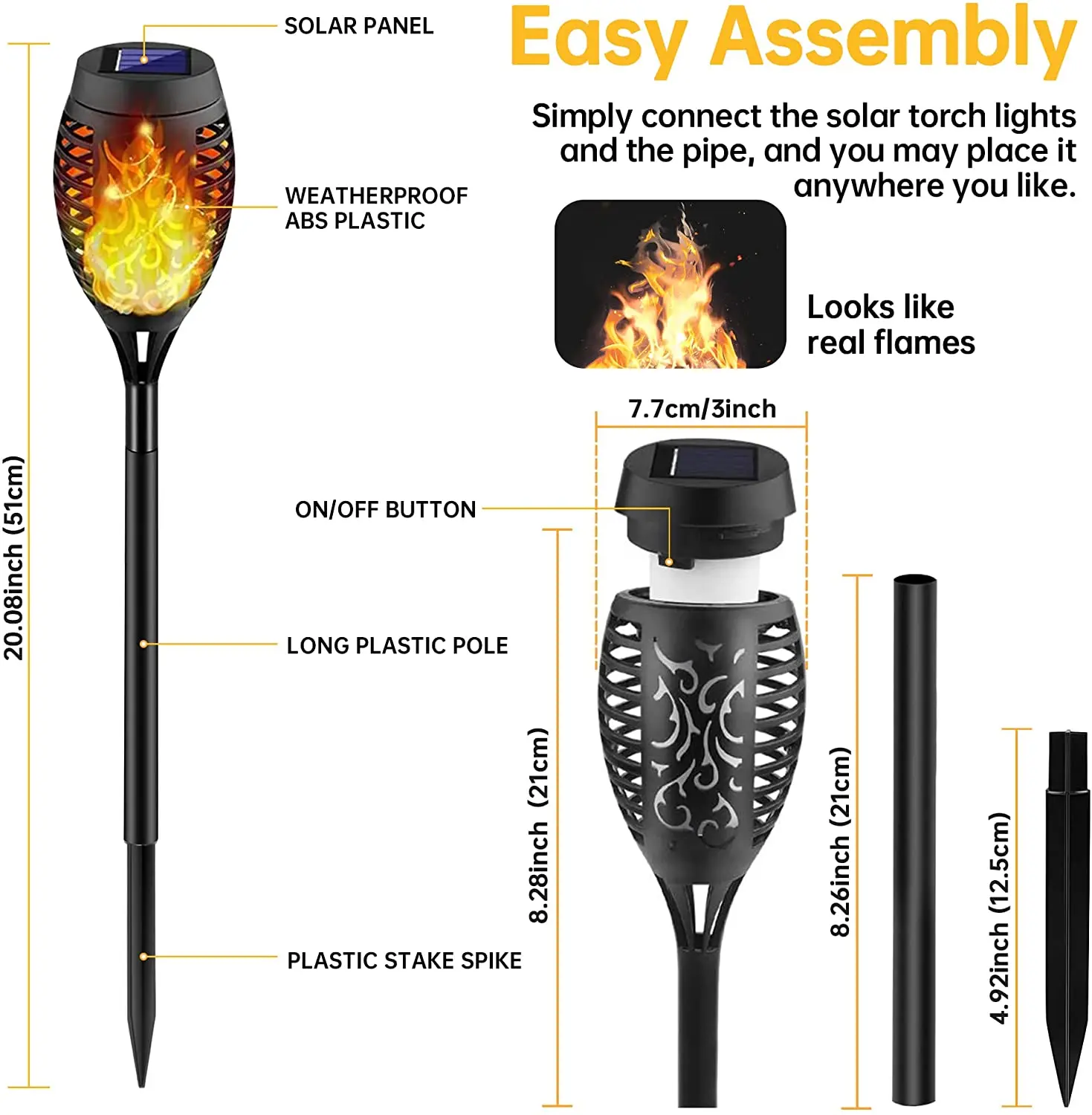 12LED MINI Torch Lights Realistic Dancing Flames ABS IP65 Waterproof Outdoor Lawn Led Solar Garden Light