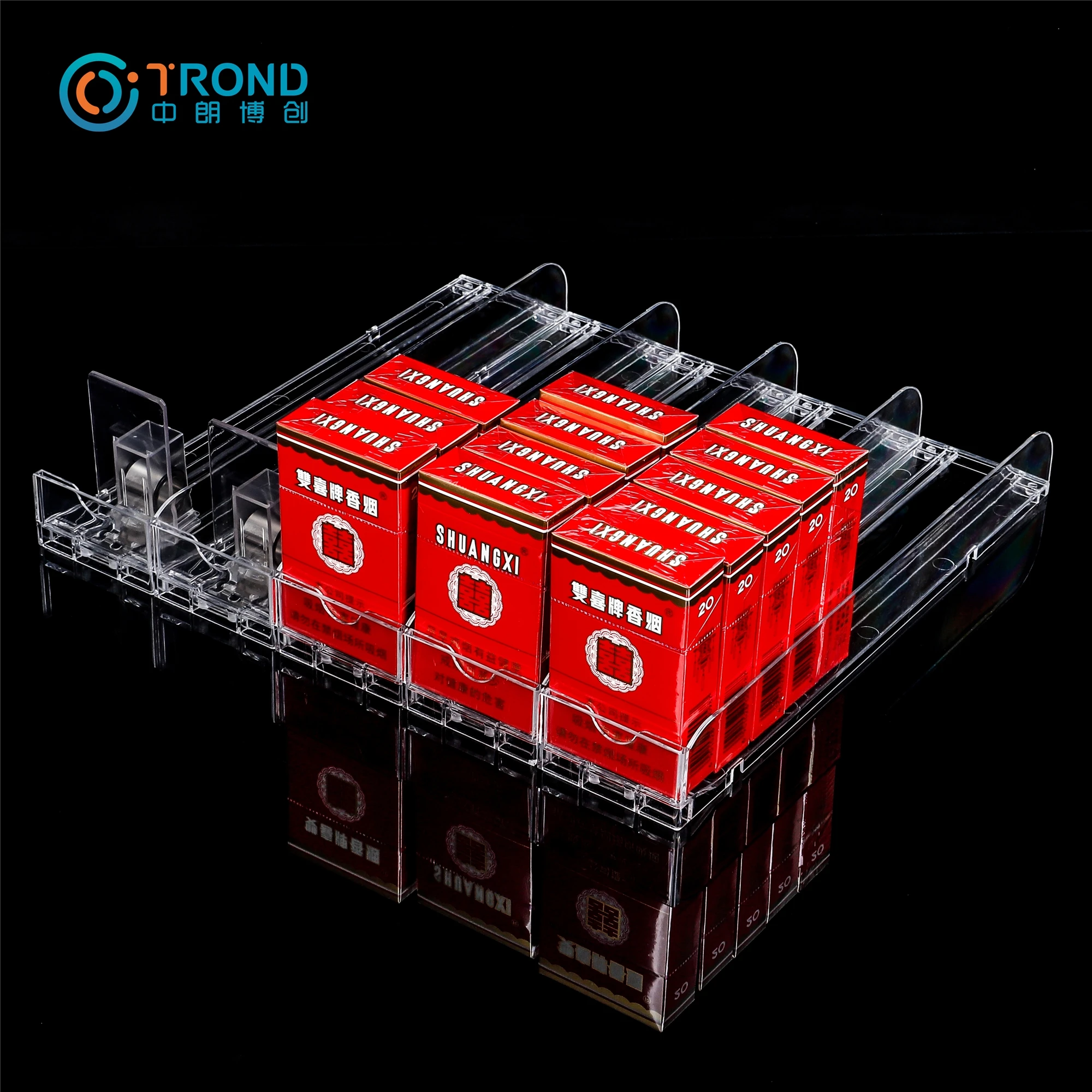Transparent Automated Spring Loaded Shelf Pusher with Acrylic Tray for Juice Beer Tobacco Cigar Convenience Store