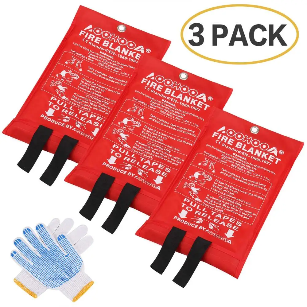
Flame Retardant Protection and Heat Insulation Fire Blanket Designed for Kitchen Fireplace Grill Car Camping with PVC bag 