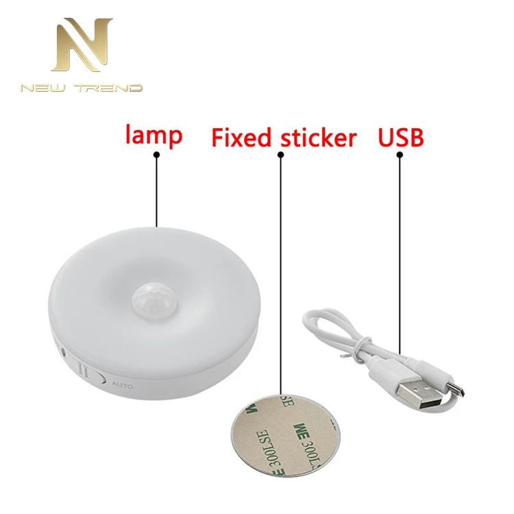 Оптовая продажа usb зарядка портативный датчик движения шкаф свет светодиодный мини