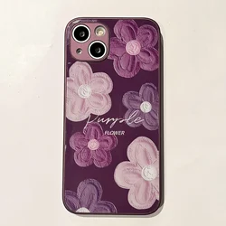 Dropshipping Oil Art Flower Tempered Glass Cell Phone Case For iPhone 14 Pro Max 13 11 12 X XS XR 6 7 8 Plus Shockproof Cover