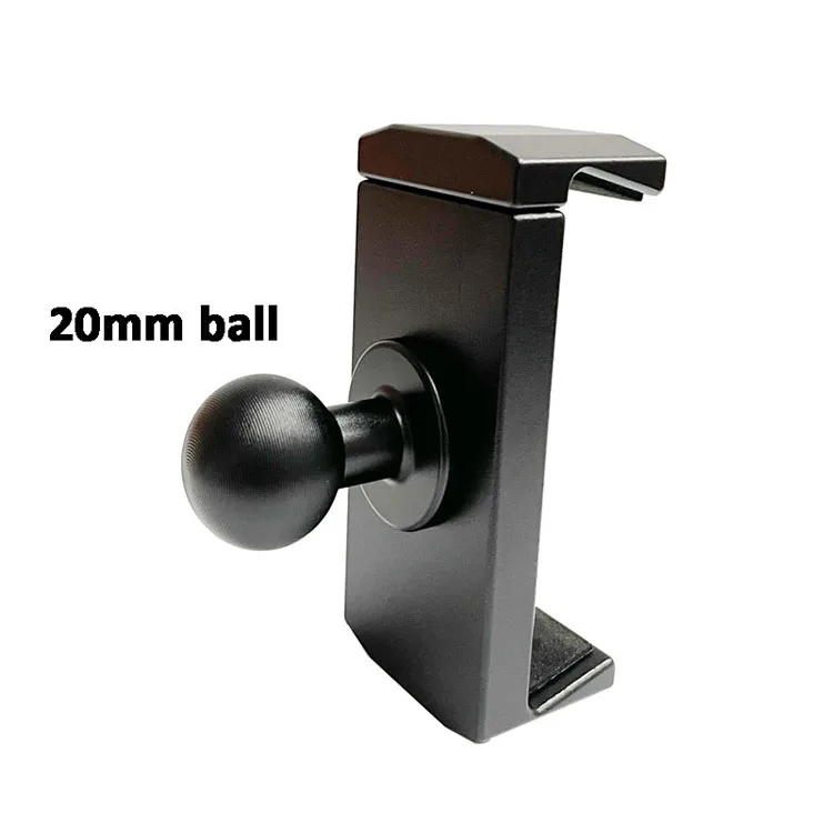 Strong Spring Aluminum Universal Phone Mount Holder with 20mm Ball for Heavy Duty Off-Road Mounting Arms