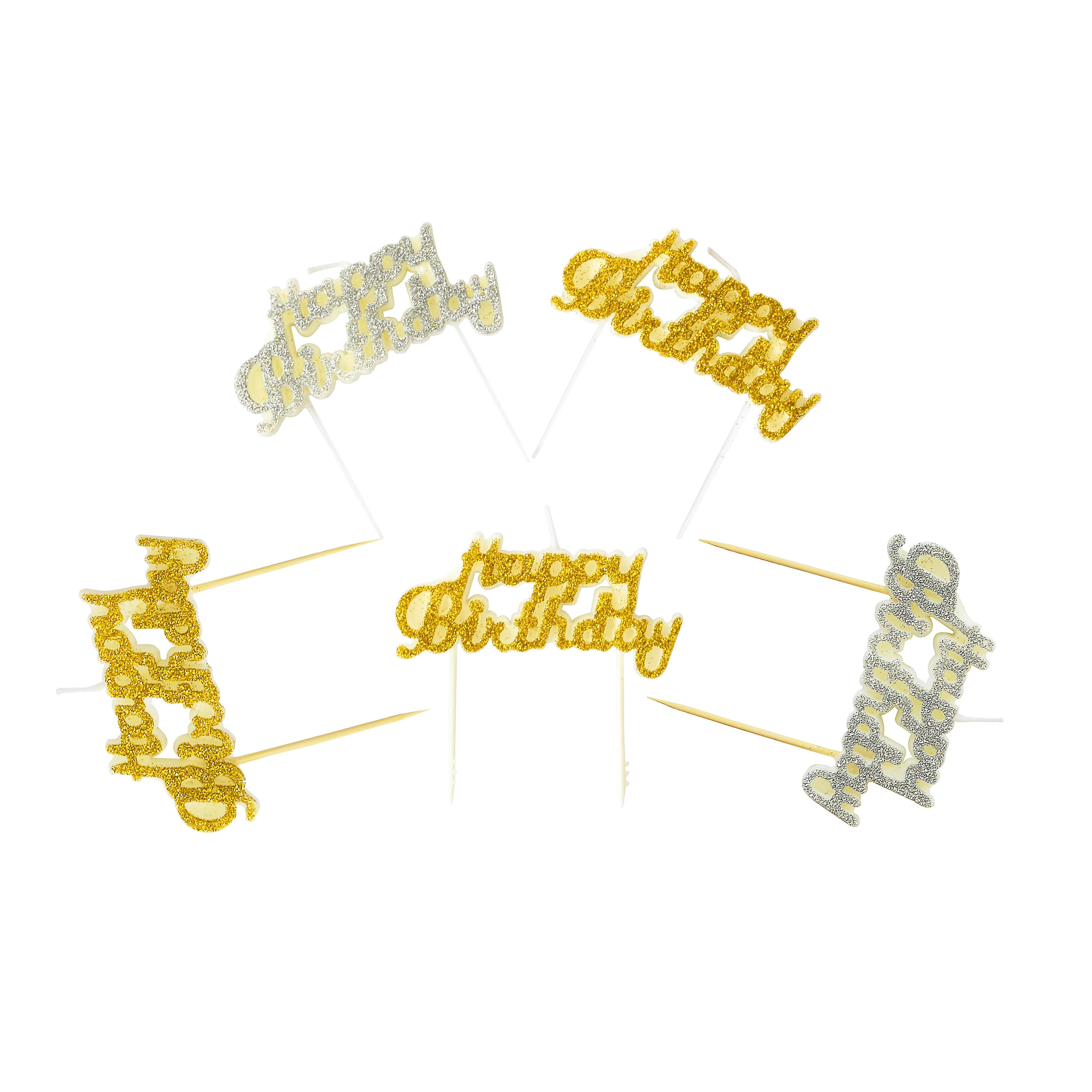 Glitter gold silver HBD letter candles alphabet  candles for birthday party