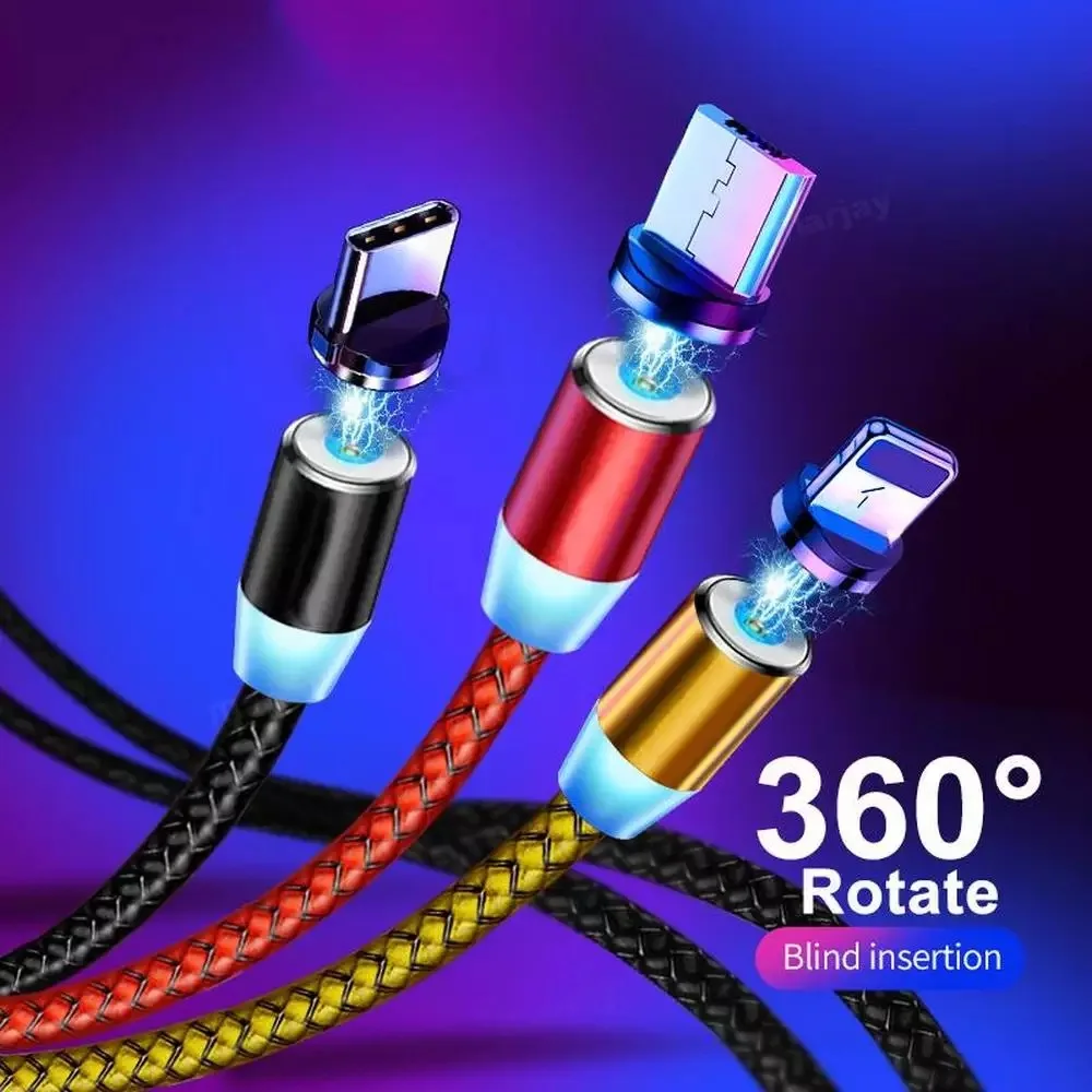  Прямая продажа с фабрики 3 в 1 светодиодное магнитное зарядное устройство Usb кабели для быстрой зарядки и передачи данных Портативный Магнитный зарядный кабель телефона